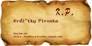 Krátky Piroska névjegykártya